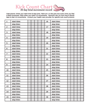 Printable Kick Count Chart